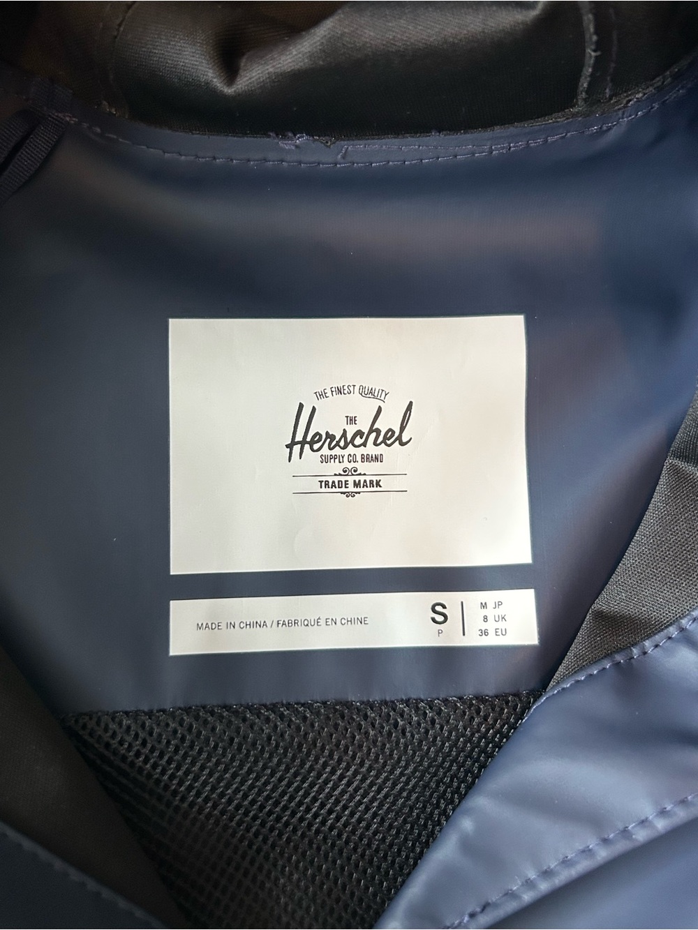 Herschel Navy Hooded Rain Jacket Coat Small - Picture 4 of 6